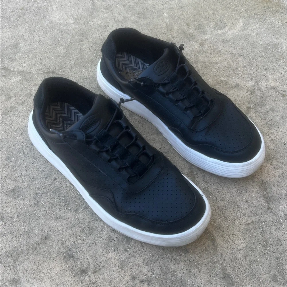 Hey Dude Hudson Black Leather Light Weight Casual Sneaker Men's Size 11